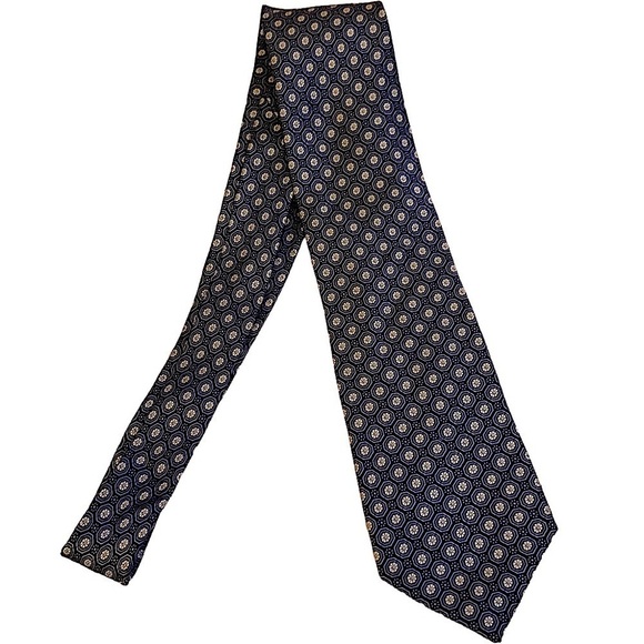 NEIMAN Marcus Blue Print Silk Tie - Picture 1 of 5